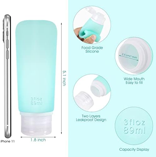 Пътни чаши за тоалетни принадлежности INSFIT на 3 грама (4 опаковки) + Комплект 20 грама празни силиконови козметични контейнери (5 опаковки) с Прозрачни пакети за тоалет?