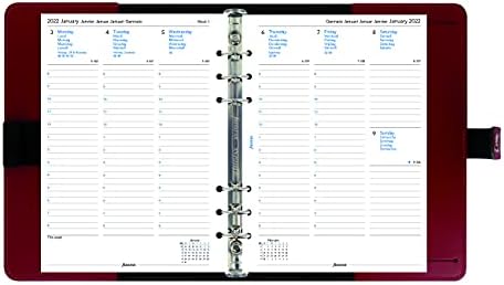 Filofax Оригинален органайзер, формат A5, Кутия-стълб от Червена кожа, Шест позвънявания, Календар-дневник с график по седмици, Многоезичен,