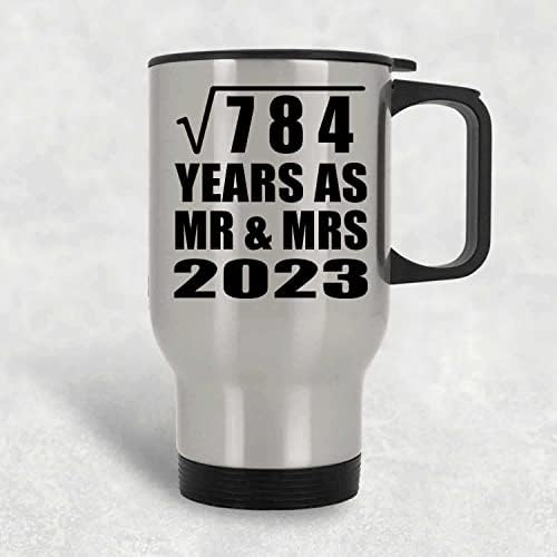 Вземете вашата 28-та Годишнина от Корен Квадратен от 784 години Като г-Н и г-жа 2023, Сребърен Пътна 14 унция Чаша От неръждаема стомана, Изолиран Чаша, Подаръци за рожден ?