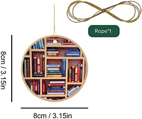 Любителите на книги във формата На Сърце bookshelf Висулка Акрилни Коледен Орнамент Орнамент Дълги Куки