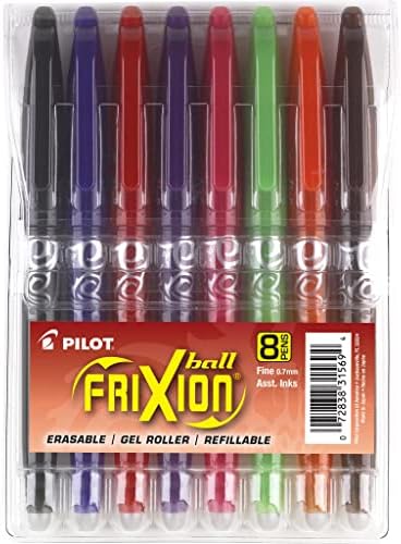 Гел химикалки PILOT FriXion Ball с стирающимися и подлежат на повторна употреба мастило, 8 опаковки (31569) и FriXion Профилни с Стирающимися,