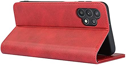 Калъф ShunJieTech за Samsung Galaxy A52 5G, Калъф-награда от телешка кожа с Модел, Магнитен Калъф-портфейл, Поставка, флип-надолу капак с Отделения за карти / пари (6,5)-Червено вино