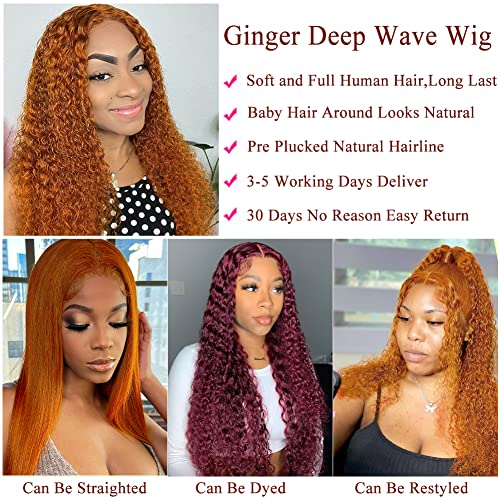 QNQZ 32-инчов Златен Къдрава перука от естествена коса 13X4, Бразилски перука с дълбока вълна, 180% плътност, предварително выщипанный с детски коса за черни жени (32 инча, з