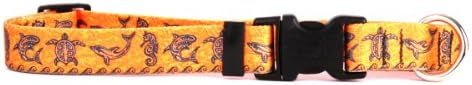 Жълт Нашийник за кучета Tribal Seas с дизайн за кучета, Оранжев цвят със системата на идентификационните етикети с дължина A-Малък -3/4