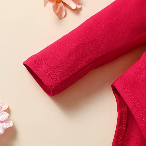 LYSMuch/ Боди с дълъг ръкав и набори за малки момичета, Обикновен Памук гащеризон за новородено, Есенно-зимни дрехи (Червено с дълъг