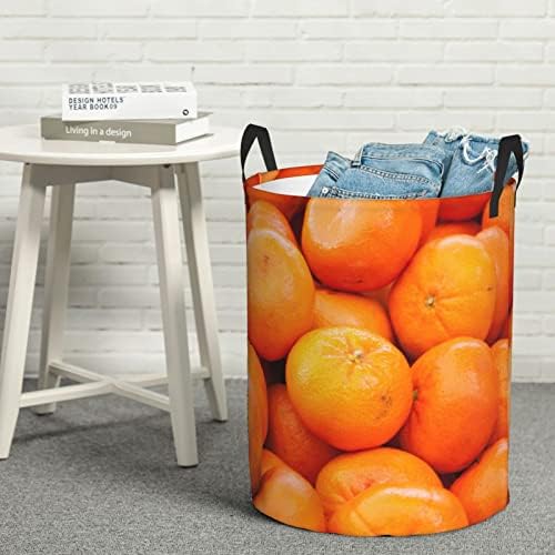 Orange Печатна Голяма Кошница за дрехи С дръжка, Сгъваем Водоустойчив кош За Бельо За Спалня, Малка Баня