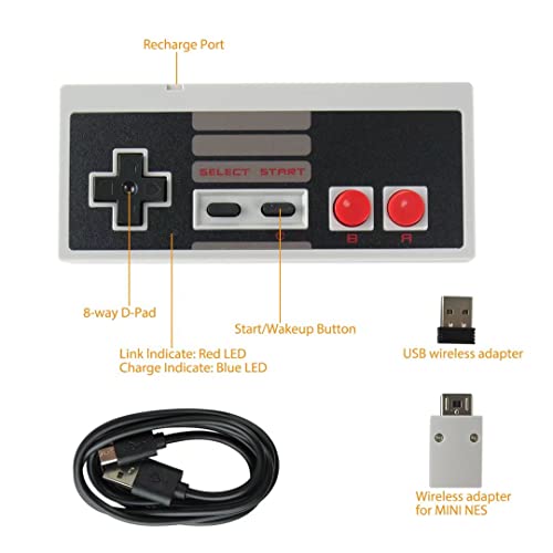 2 Бр. Безжичен Геймпад Контролер за ФК/NES NS Nintendo Classic Edition Мини Игрална Конзола Контролер Аксесоар с USB Кабел За Зареждане