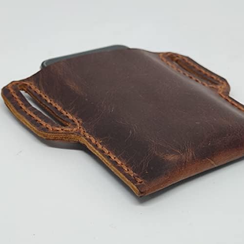 Чанта-кобур от естествена кожа за ZTE Axon 10 Pro, Калъф за вашия телефон ръчна изработка от естествена кожа, Изработен по поръчка Кожен Калъф-чанта за носене със страничн