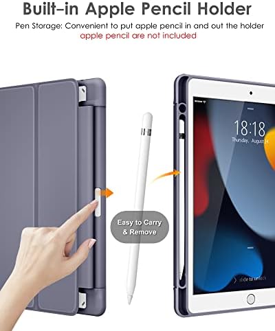 DTTO за iPad 9-ти / 8-ви / 7-то поколение, 10,2-инчов калъф 2021/2020/2019, лек калъф-поставка Smart Trifold [Твърда прозрачна задния панел е от PC] 1 опаковка защитно фолио от прозрачно закал