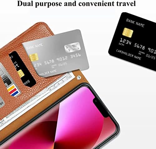 Чанта-портфейл ADAARA за iPhone 14 със слот за карти, Мека Естествена Кожа, вид с Магнитна стойка, Разтегателен Кожен калъф от TPU, устойчив на удари Защитен калъф за вашия те