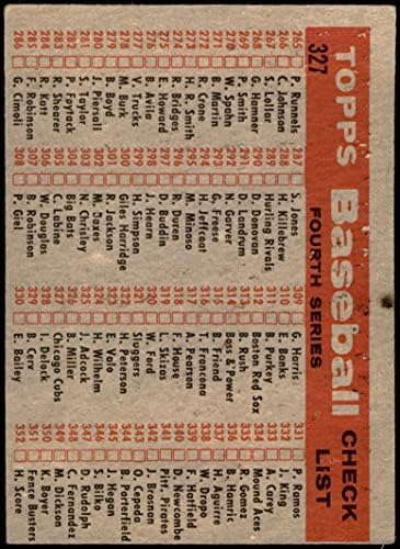 1958 списък на екипа Topps # 327 Cubs Chicago Cubs (Бейзболна картичка) VG Cubs