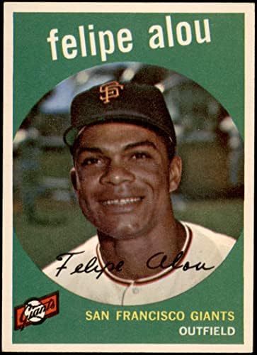1959 Топпс # 102 Фелипе Алу Сан Франциско Джайентс (Бейзболна картичка) EX/MT+ Джайънтс