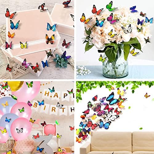 42 БР Стикери за стена с пеперуди, 3D Пеперуди Декор Етикети с Пеперуди за Подвижни Стенни Стикери Домашна Детска Спалня Декорация на Детска