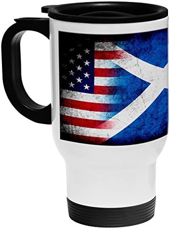ExpressItBest Бяла утайка от чаша от неръждаема стомана/Пътна чаша - Флаг на Шотландия, Шотландски - Селски/САЩ