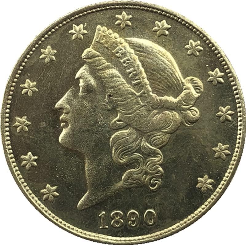 1890C Версия на Американската 20 Златни Монети Латунная Антични Ръчна Чуждестранна Възпоменателна Монета 34 мм