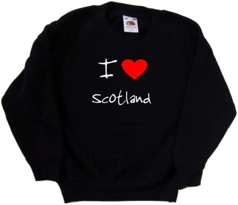 Черна детска Hoody I Love Heart Scotland