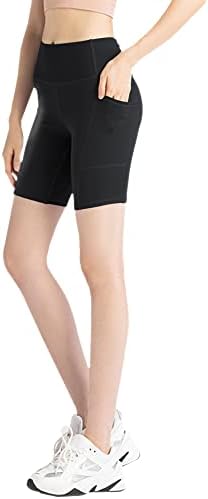 Жена байкерский кратък комплект CHIYAN - панталони за йога с висока талия и джобове, спортни гамаши за бягане и спорт.