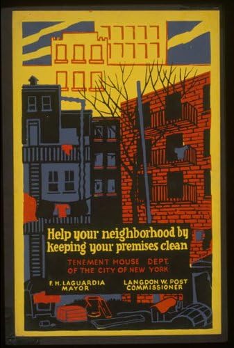 Снимка на исторически находки: Помощ за вашия район, Катедра жилищни сгради, Ню Йорк, Ла Гуардиа, 1936 година.