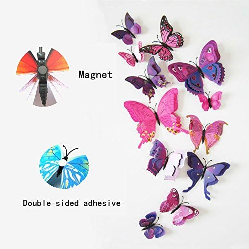 AKOAK 24 бр 3D Стикери за стена с пеперуди, Двуслойни Етикети с Артистичен Интериор под формата на Крила на Пеперуда с Магнит и Двустранно