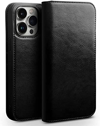 Чанта-портфейл ADAARA за iPhone 14 Pro Max, една Чанта-портфейл от естествена кожа с панти капак, калъф-книжка с отделения за карти,