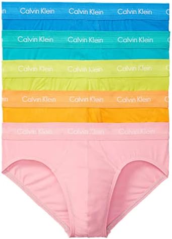 Calvin Klein Men ' s Pride Edit 5-Pack Hip Brief, Портокалов сок, Розовата мечта, ЦИТРИНА, ТЪМНО-синьо небе, Остров СИЛУЕТ, Много голям