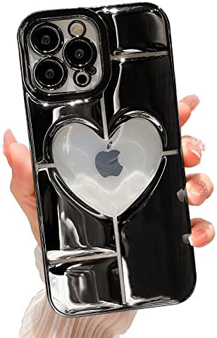 MGQILING е Съвместим с iPhone 12 Pro Max Прозрачен калъф с пайети-6,7 инча, сладък 3D Дизайн, покритие във формата на сърце с шарките