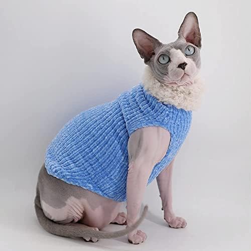 Дрехи за котки Sphynx, Зимата Топъл Пуловер от изкуствена кожа, Модно Палто с висока яка за котки, Пижами за котки и малки Кученца, Ризи