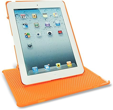 KEYDEX iPad 3, Нов твърд калъф за задната част на iPad 3-то поколение с капак - Тънък калъф Genius Cover с въртяща се поставка - Оранжев