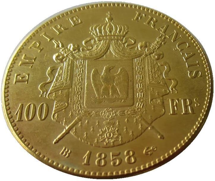 100 Франка 1855-1859 години Допълнителна Възпоменателна Монета под формата на Френския франк Чуждестранна Копия С Позлатени